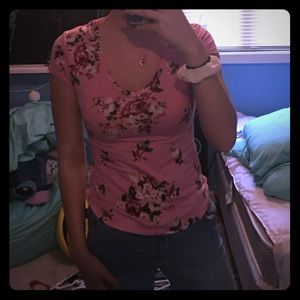 Pink floral shirt